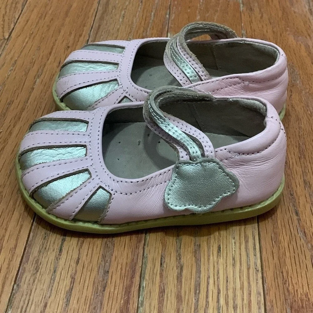 Livie‎ & Luca Pink Silver Metallic Mary Jane Leather Shoes Toddler Size 5